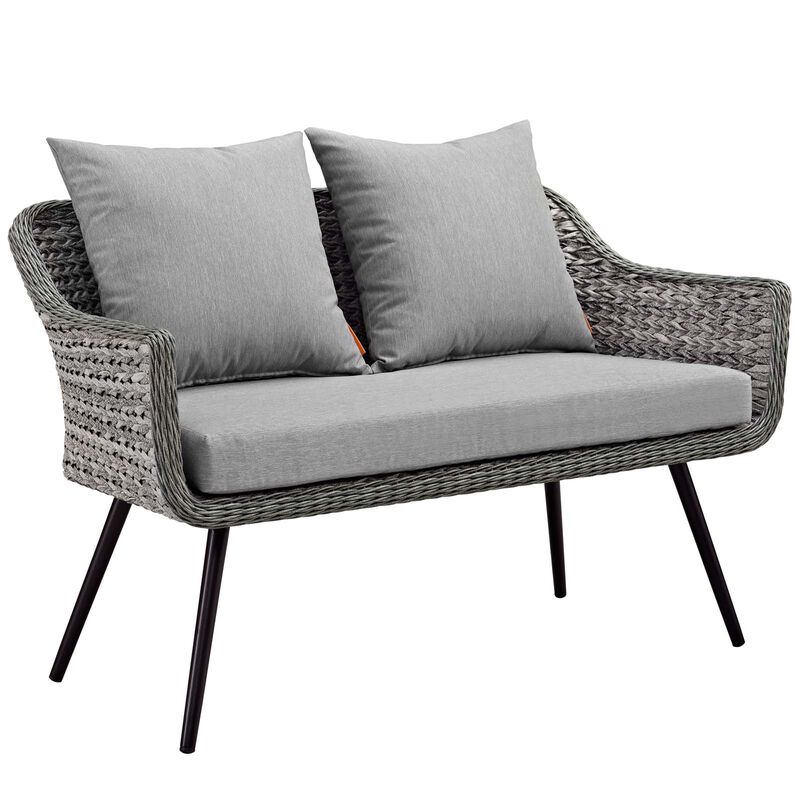 Modway - Endeavor 3 Piece Outdoor Patio Wicker Rattan Loveseat and Armchair Set Gray
