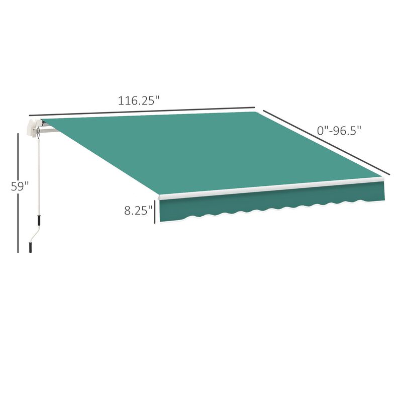 Green Patio Protector: 13'x8' Durable Manual Retractable Yard Awning