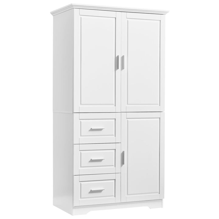 Tall and Wide Storage Cabinet with Doors for Bathroom/Office, Three Drawers Tall and Wide Storage Cabinet with Doors for Bathroom/Office, Three Drawers