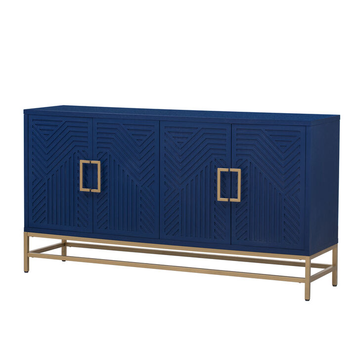 Clihome Sideboard Buffet Cabinet with Storage, sideboard cabinet with Adjustable Shelves, Rectangular Metal Handles and Legs for Kitchen, Living room, and Dining Room, Black