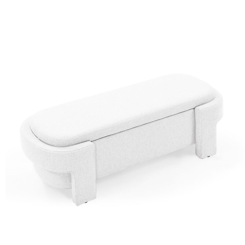 Linen Fabric Upholstered Bench With Large Storage Space For The Living Room, Entryway And Bed
