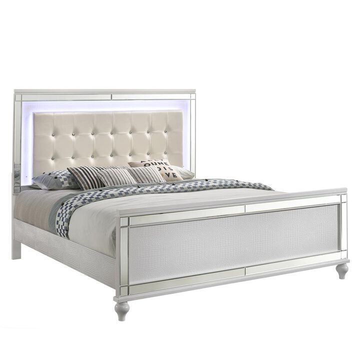 New Classic Furniture Furniture Valentine Solid Wood King Size Lighted Bed in White New Classic Furniture Furniture Valentine Solid Wood King Size Lighted Bed in White