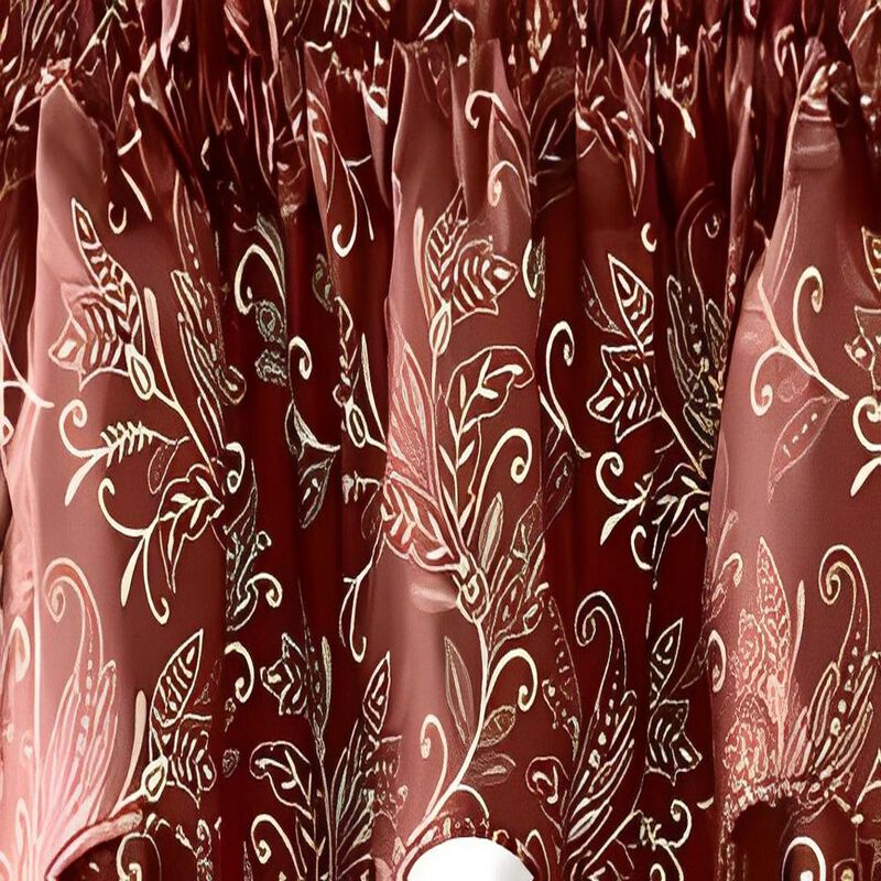 Ellis Curtain Lexington Leaf Pattern on Colored Ground Scallop Valance