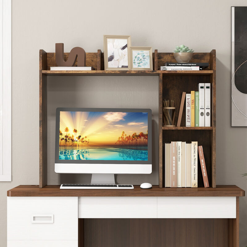 3-Tier Multipurpose Desk Bookshelf with 4 Shelves