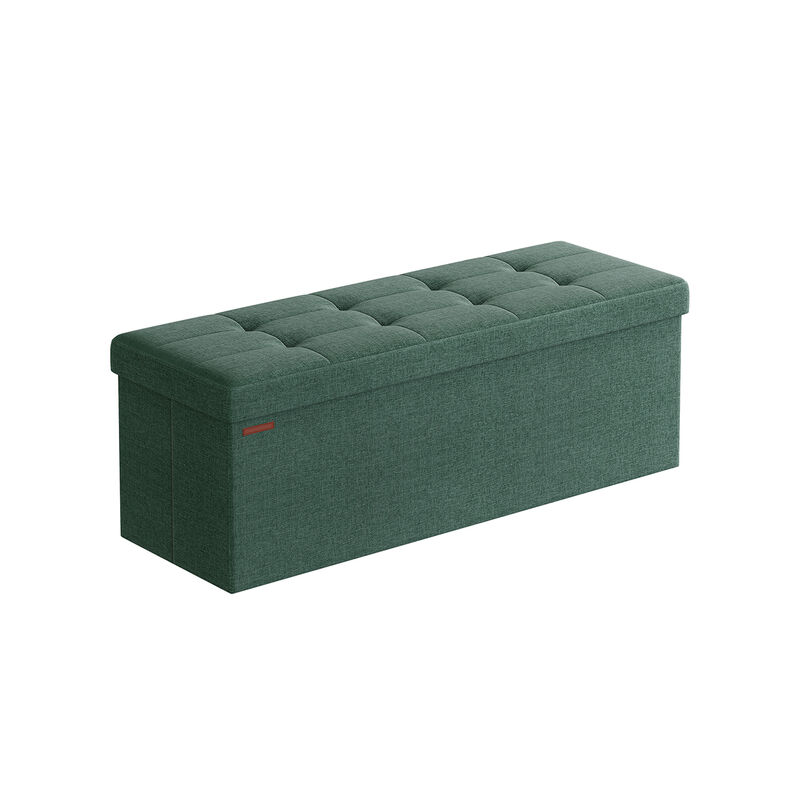 43-Inch Folding Storage Ottoman Bench with Wooden Divider - Storage Chest and Foot Rest Stool