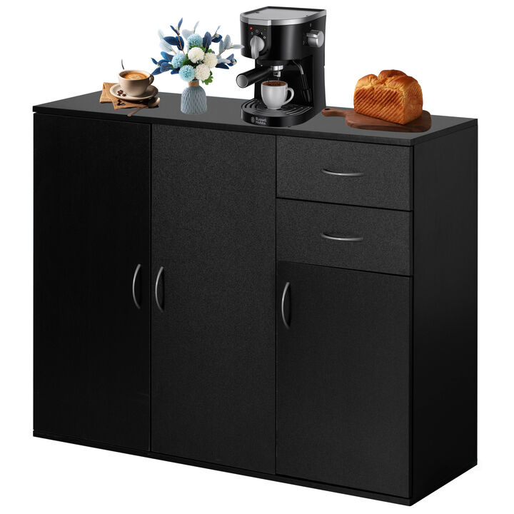33-Inch White Sideboard Buffet Cabinet with Storage, Spacious Table Top, Large Drawers, and Adjustable Shelf - Kitchen Organizer and Storage - Ideal for Storing Utensils and Linens in Your Dining Room