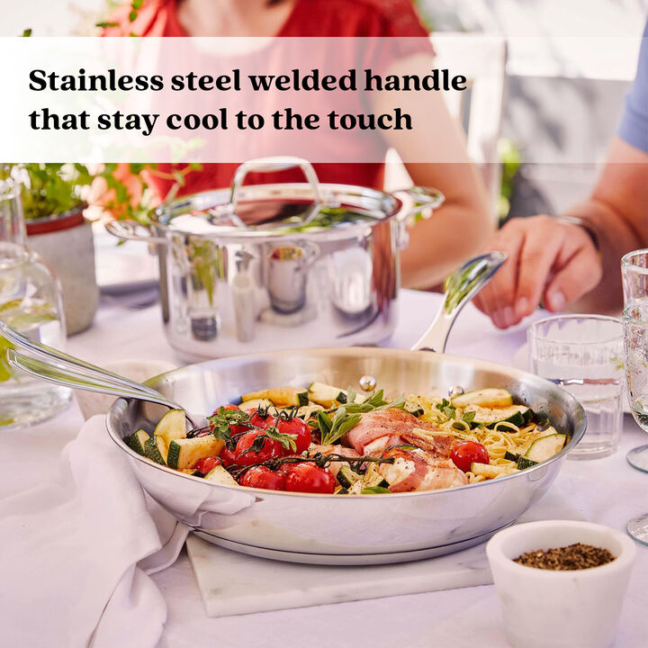 Alva Chef Stainless Steel Frying Pan Skillet - Induction Cookware, Electric Skillet, Non-Toxic Cookware, Stainless Steel Skillet, Dishwasher Safe 11"