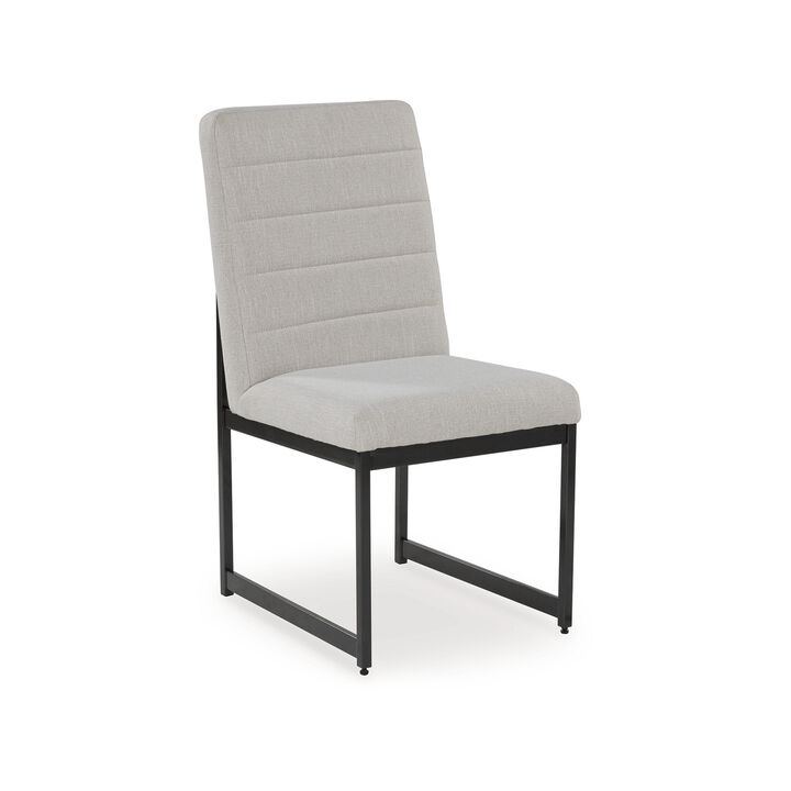 Myka Dining Side Chair Set of 2, Modern Sled Legs, Gray Polyester - Benzara