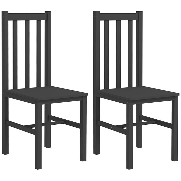 HOMCOM Dining Chairs, Set of 2 Farmhouse Kitchen Chairs with Slat Back, Pine Wood Seating for Living Room and Dining Room, White