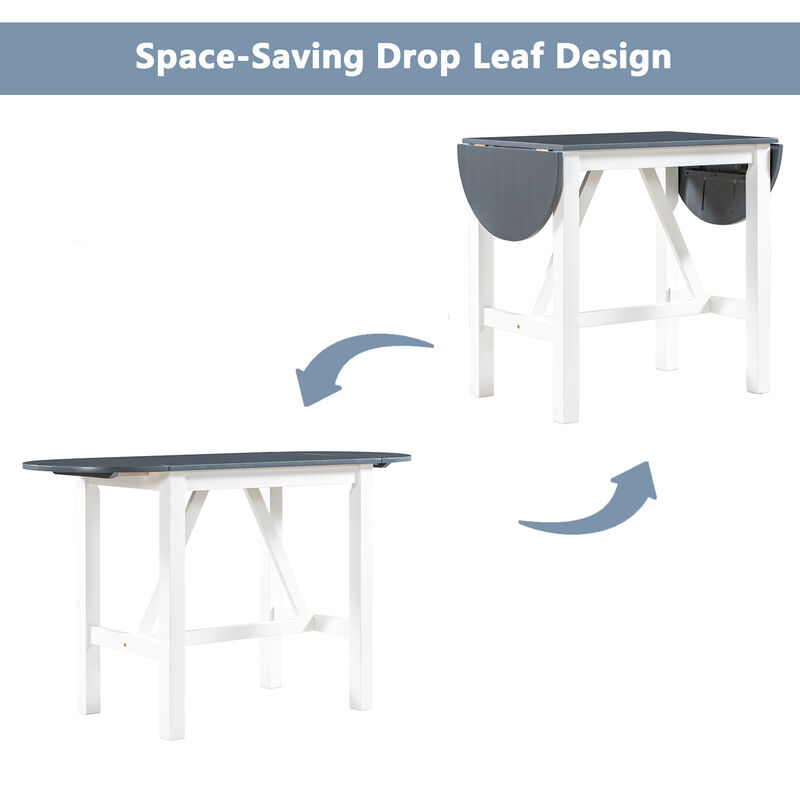 Merax  3-Piece Wood Counter Height Drop Leaf Dining Table Set