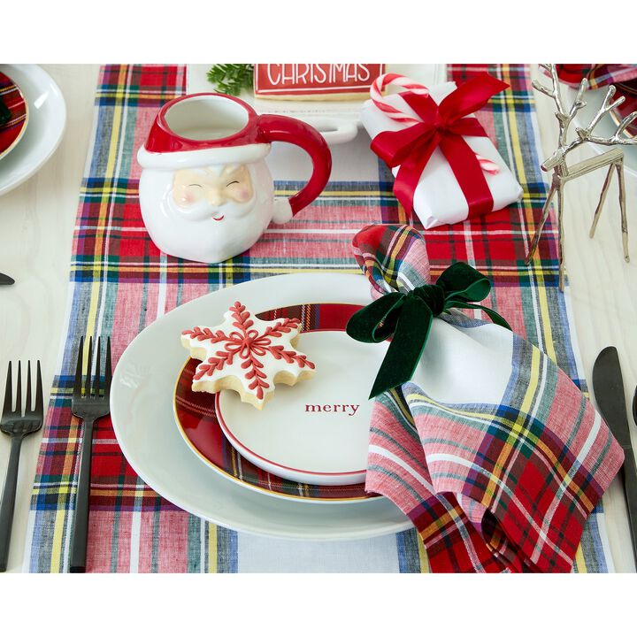 Solino Home 100% Pure Linen Dinner Napkins 20 x 20 Inch Set of 4 | Stewart Plaid for Thanksgiving, Christmas