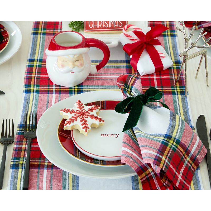 Solino Home 100% Pure Linen Dinner Napkins 20 x 20 Inch Set of 4 | Stewart Plaid for Thanksgiving, Christmas