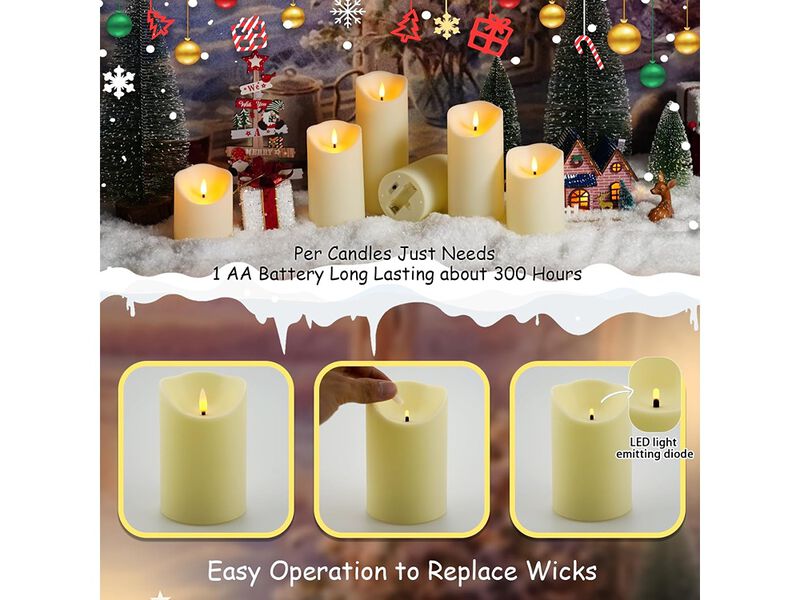 Nimiko Flameless Candles with Remote, Battery Operated Flickering Flameless