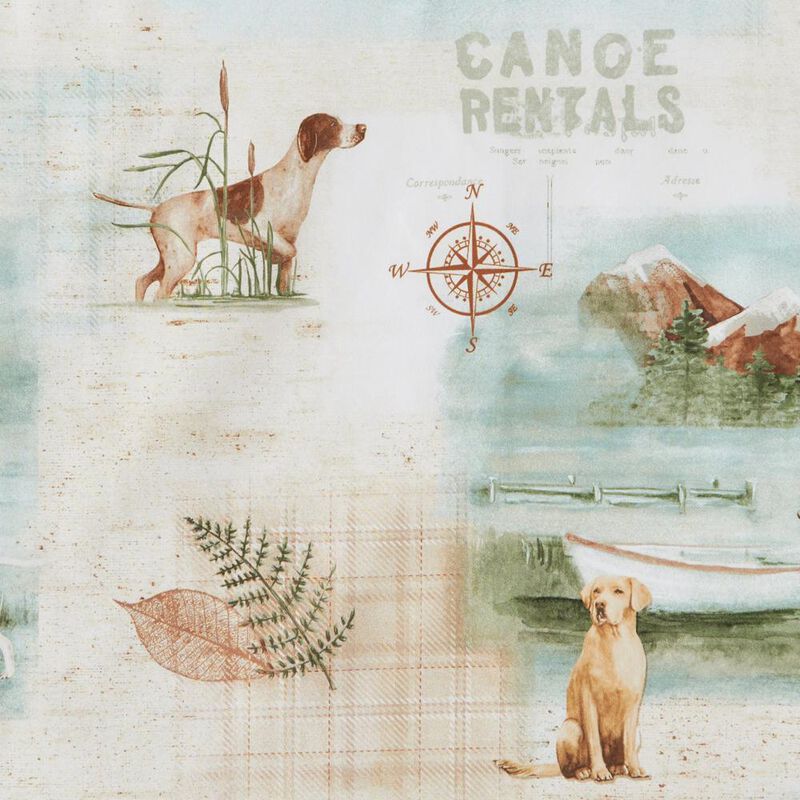 Saturday Knight Ltd Adirondack Dogs Nature Life Fabric Bath Shower Curtain - 70x72", Multi