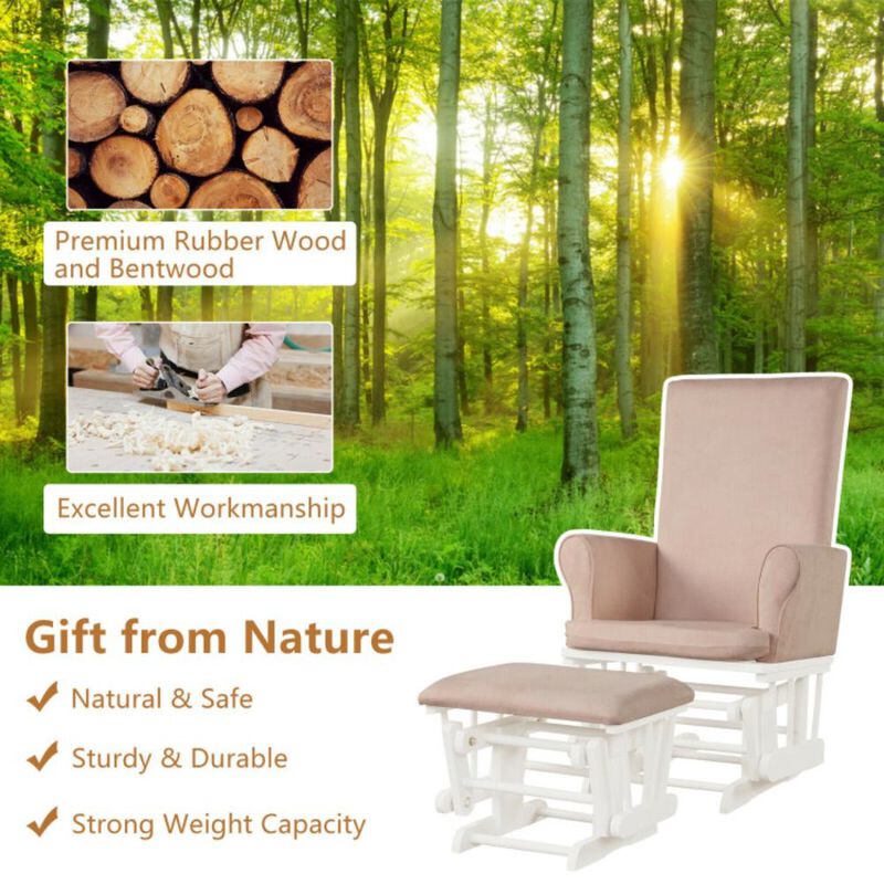 Hivvago Baby Nursery Relax Rocker Rocking Chair Glider and Ottoman Cushion Set