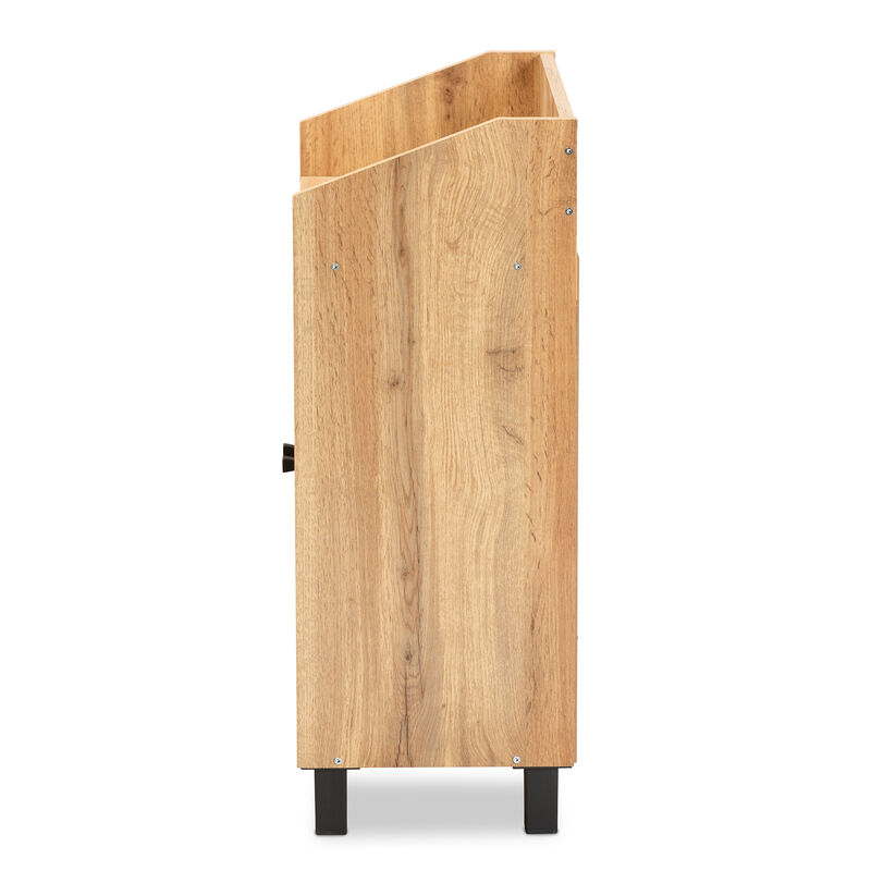Baxton Studio Rossin Modern Oak Brown Finished Wood 2 Door Entryway Shoe Storage Cabinet
