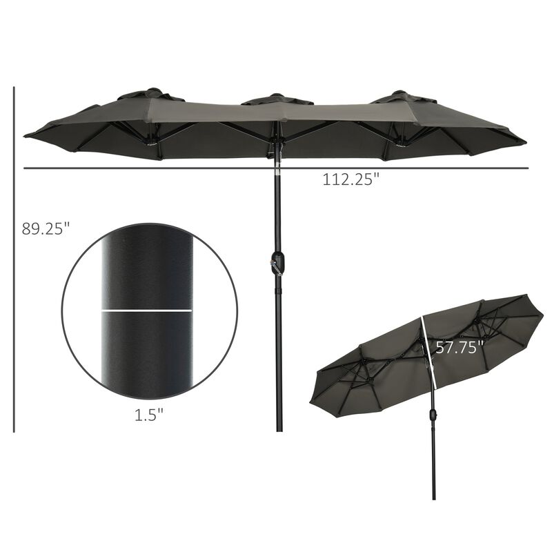 Large Patio Shade: 9.5' Double-sided Umbrella with Tilt Crank