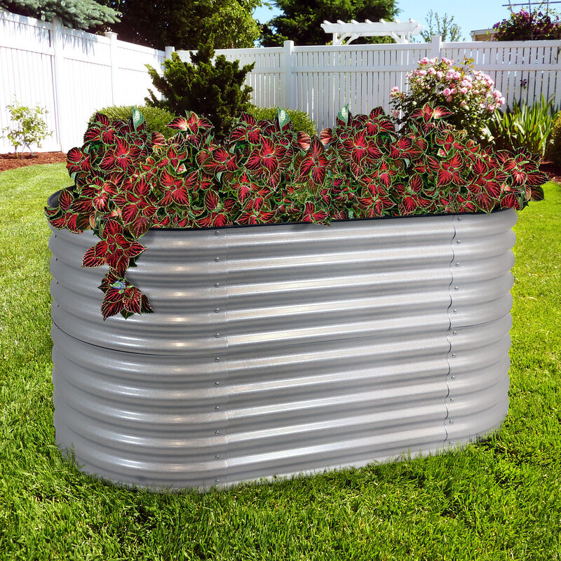 Sunnydaze Galvalume Steel Rectangle Raised Garden Bed - 62.5 in