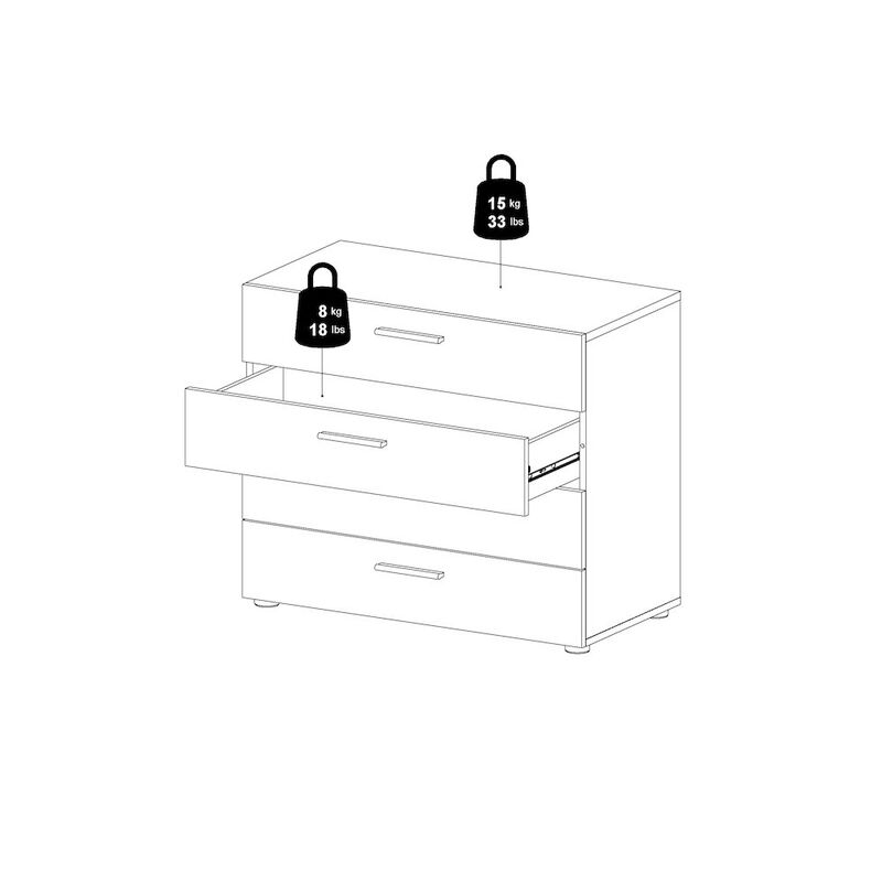 Tvilum Austin 4 Drawer Chest, Oak Structure/White High Gloss
