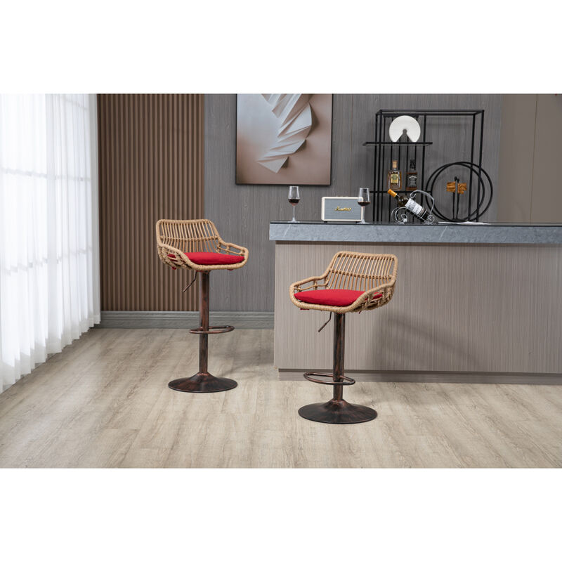 Swivel Bar Stools Set Of 2 Adjustable Counter Height Chairs With Footrest For Kitchen, Dining
