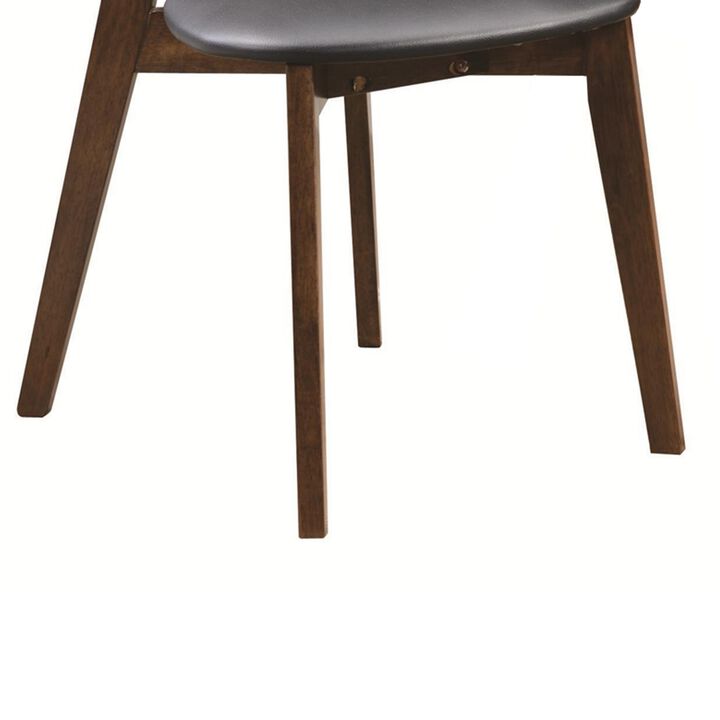 Quaint Dining Side Chair with curved Back, Brown & Black, Set of 2-Benzara
