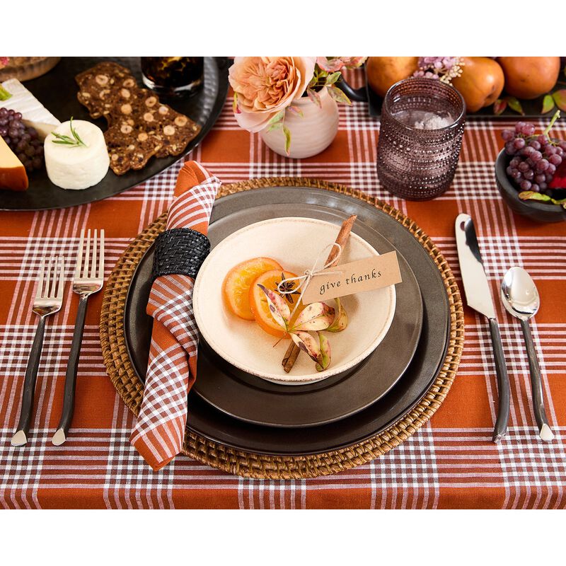 Solino Home 100% Pure Linen Dinner Napkins 20 x 20 Inch Set of 4 | Glen Check