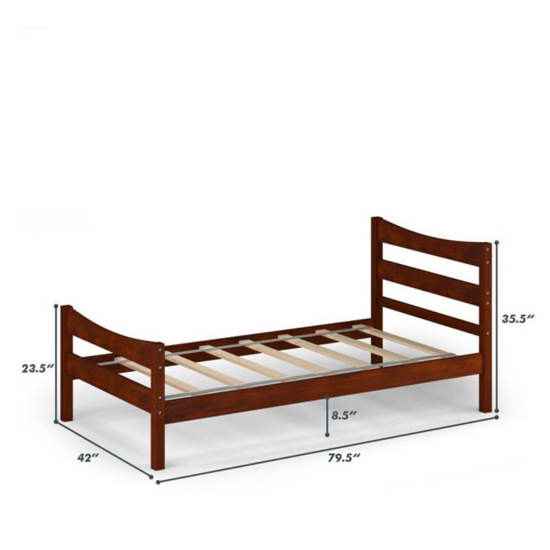 Hivvago Rustic Style Platform Bed Frame with Headboard and Footboard