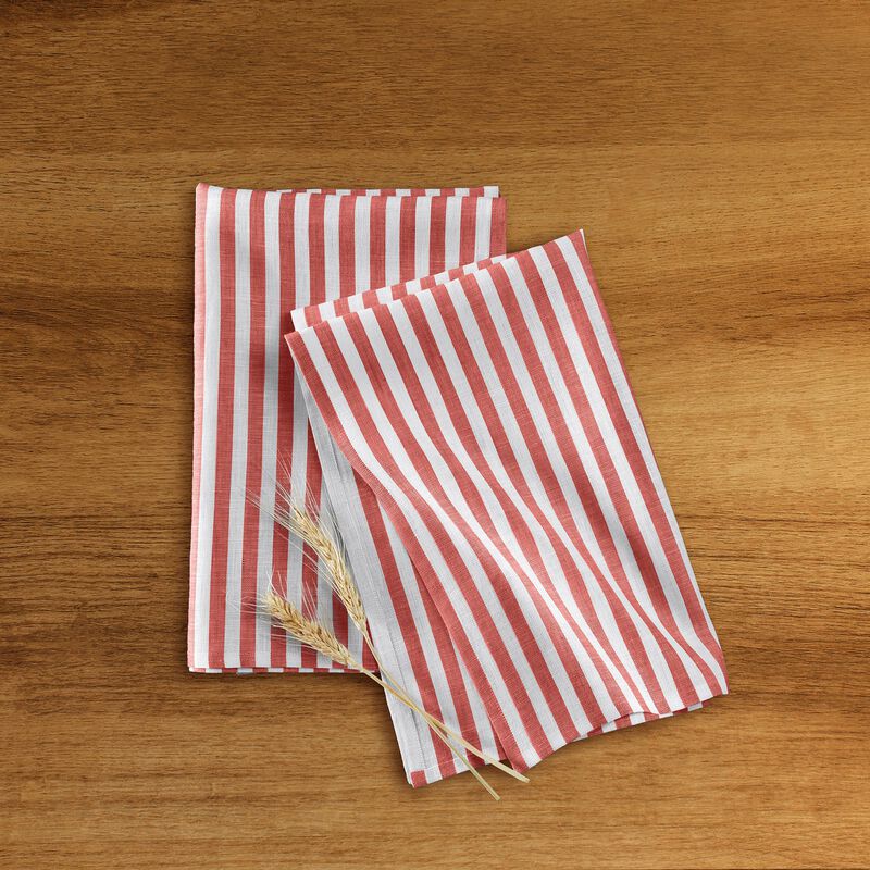 Solino Home 100% Pure Linen Kitchen Towels Set of 2 - 17 x 26 Inch | Amalfi Stripe