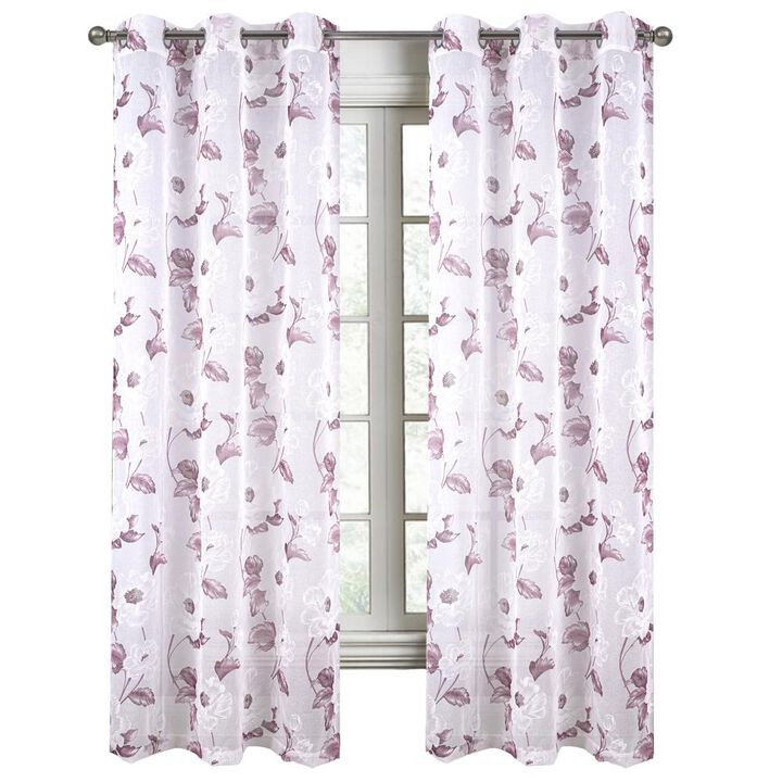 RT Designers Collection Jillian Rubber Doily Grommet Light Filtering Window Curtains for Bedroom 54" x 95" Grey