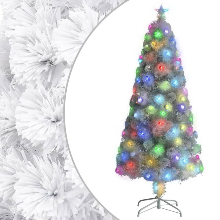vidaXL Artificial Christmas Tree with LED White 59.1" Fiber Optic
