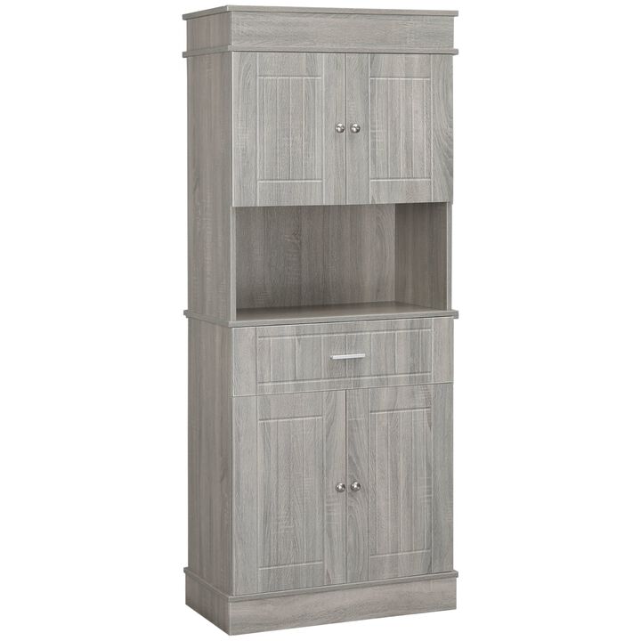 Gray Wood Kitchen Hutch: 72" Cabinet with Drawer & Countertop