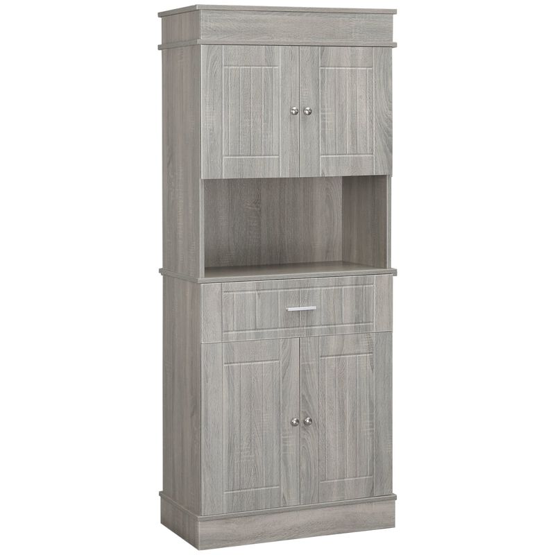 Gray Wood Kitchen Hutch: 72" Cabinet with Drawer & Countertop