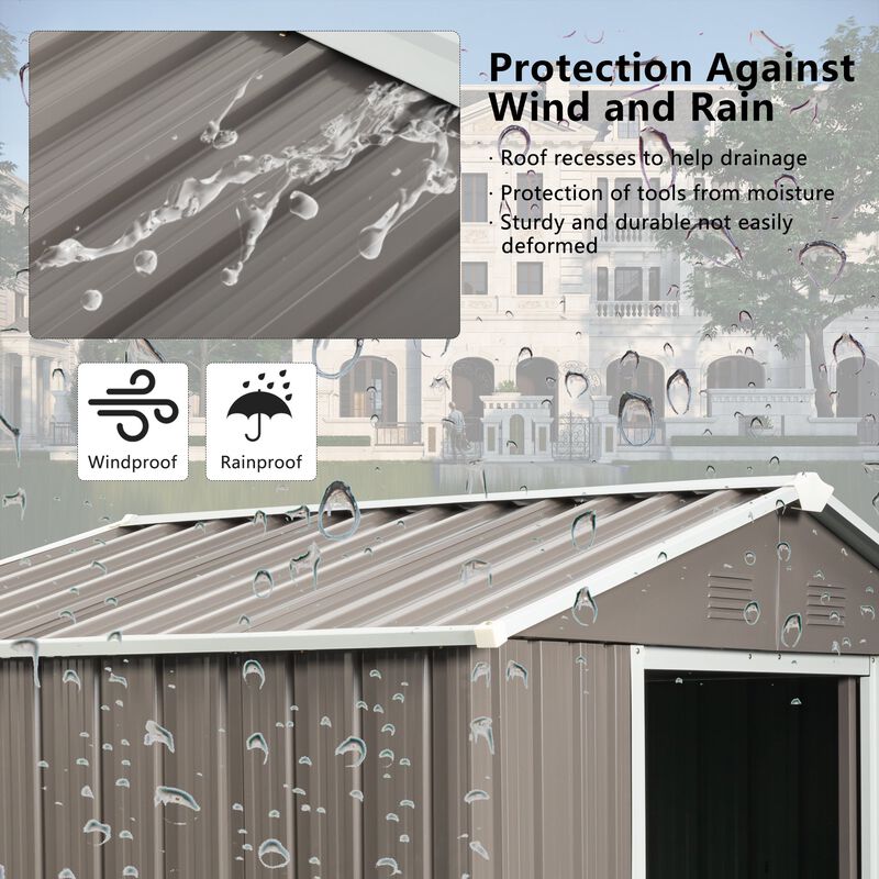 MONDAWE 6ft x 5ft Outdoor Galvanized Steel Metal Storage Shed