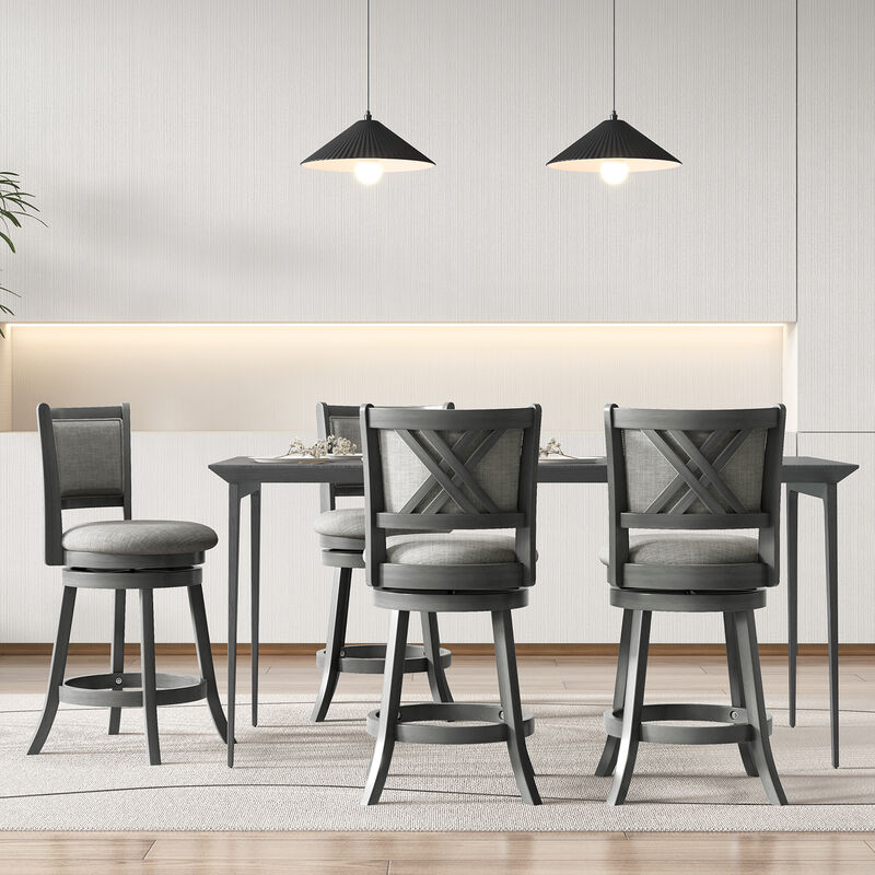 Set of 2 Swivel Bar Stools with Comfortable Seating for Kitchen Island & Home Bar