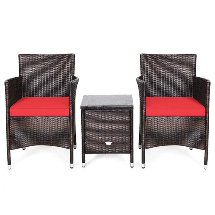 Hivvago 3 Pieces Ergonomic Wicker Patio Conversation Set