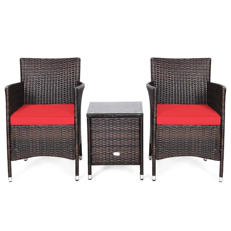 Hivvago 3 Pieces Ergonomic Wicker Patio Conversation Set