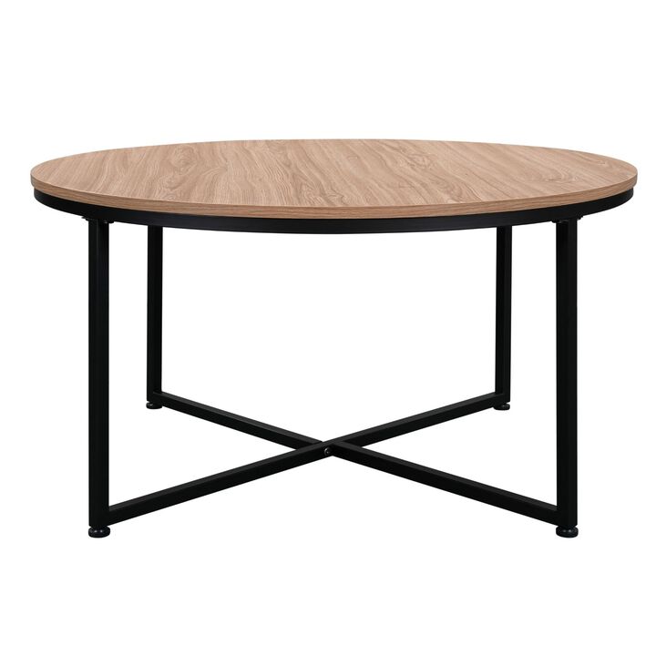 Modern Round Coffee Table Stylish Sleek Wood Design Sturdy Construction Perfect for Small Spaces