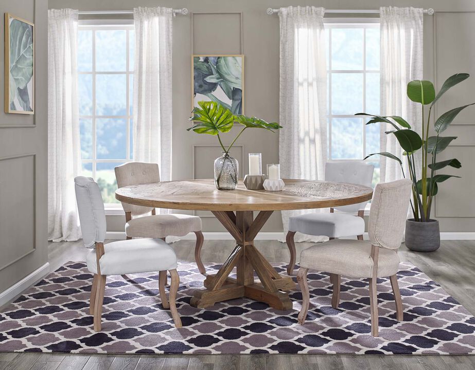 Modway - Stitch 71" Round Pine Wood Dining Table Brown