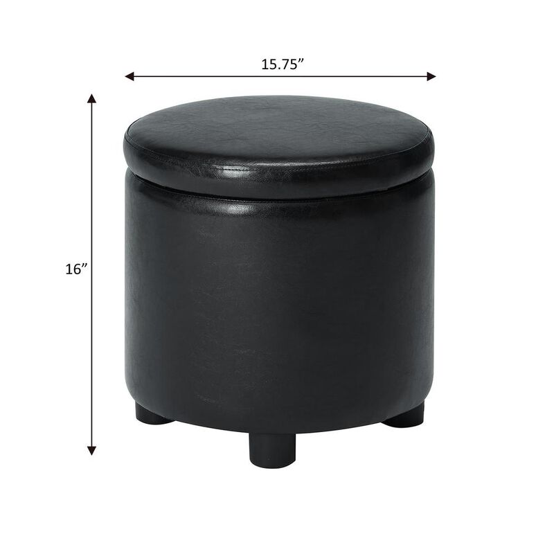 Convience Concept, Inc. Designs 4 Comfort Round Accent Storage Ottoman with Reversible Tray Lid