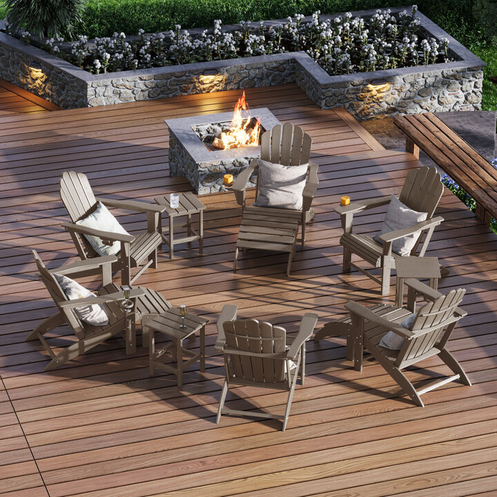 WestinTrends 12-Piece HDPE Outdoor Patio Furniture Adirondack Chair Conversation Table Set