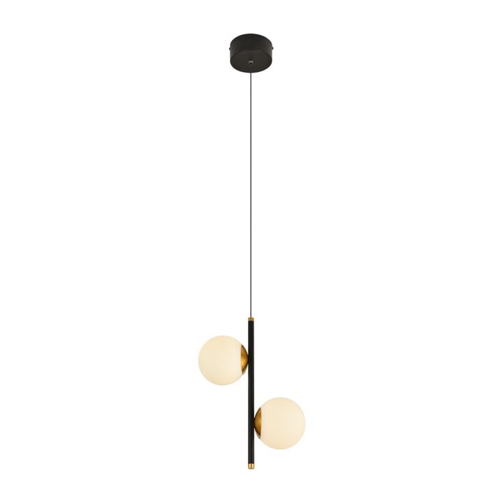 VONN Lighting 2-Light Integrated LED Height Adjustable Black Pendant Lighting