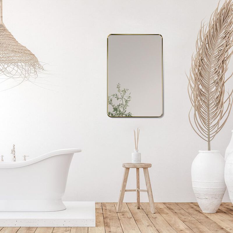 Altair Nettuno 24 Rectangle Bathroom/Vanity Brushed Gold Aluminum Framed Wall Mirror