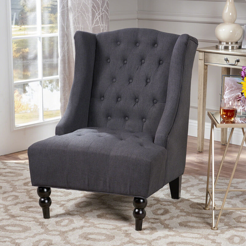 Luxurious Diamond-Tufted Wingback Club Chair for Refined Comfort