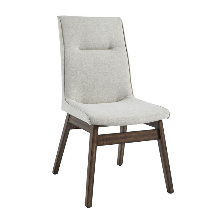 Upholstered Dining Chairs, Set of 2, Walnut Brown/Eggshell White Fabric Upholstered Dining Chairs, Set of 2, Walnut Brown/Eggshell White Fabric