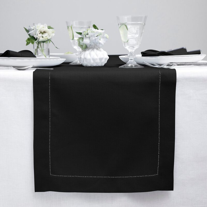 Solino Home 100% Pure Linen Table Runner | Classic Hemstitch for Thanksgiving, Christmas