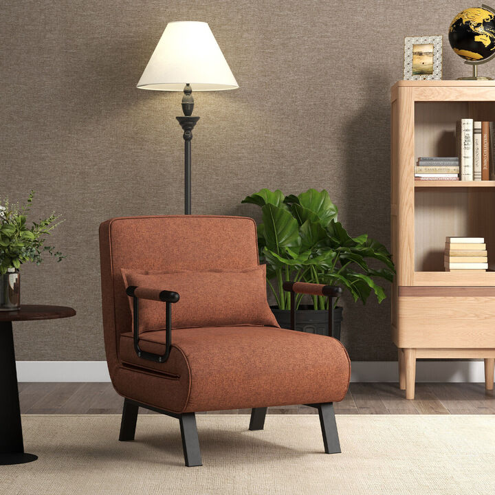 Folding 6 Position Convertible Sleeper Bed Armchair Lounge Couch with Pillow