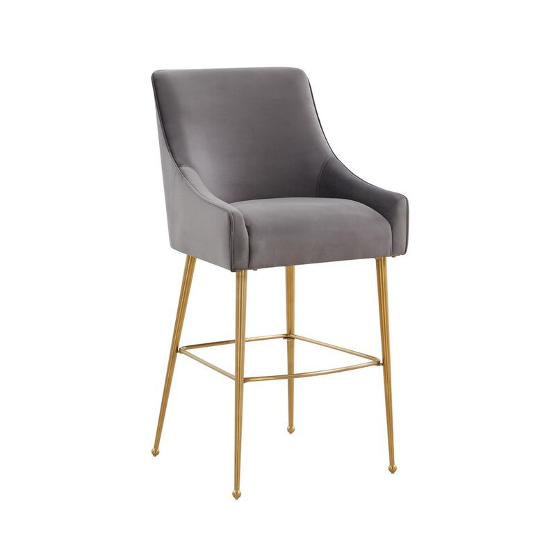 Belen Kox Regal Dark Grey Velvet Counter Stool, Belen Kox