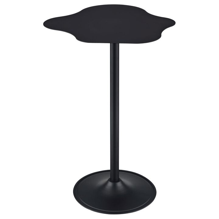 42 Inch Modern Bar Table, Black Metal Frame, Irregular Cloud Design - Benzara