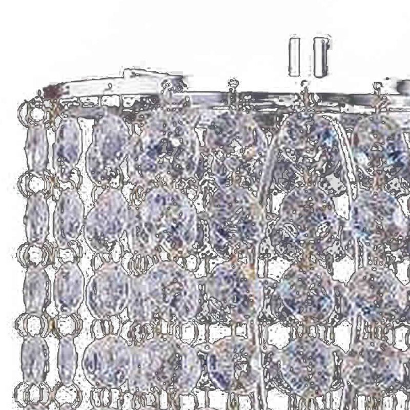 Chandelier Crystal Accented Table Lamp with Tubular Frame, Chrome and Clear-Benzara