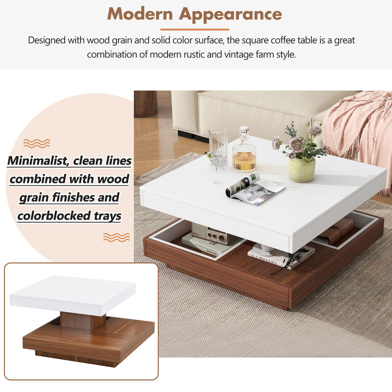 Merax Modern Square Rotating Coffee Table